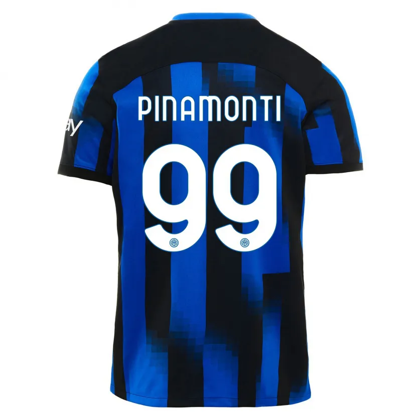 Danxen Mujer Camiseta Andrea Pinamonti #99 Azul Negro 1ª Equipación 2023/24 La Camisa