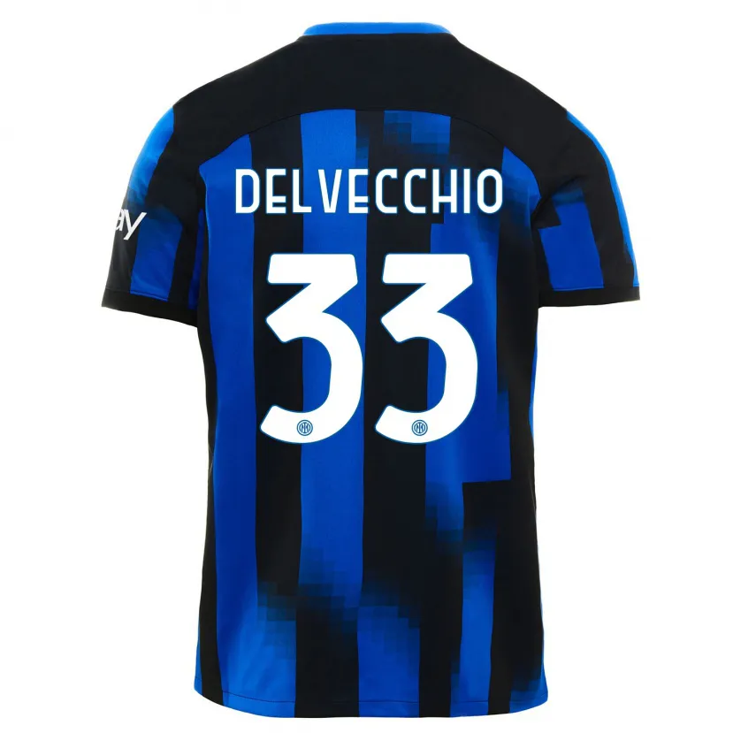 Danxen Mujer Camiseta Gabriele Delvecchio #33 Azul Negro 1ª Equipación 2023/24 La Camisa