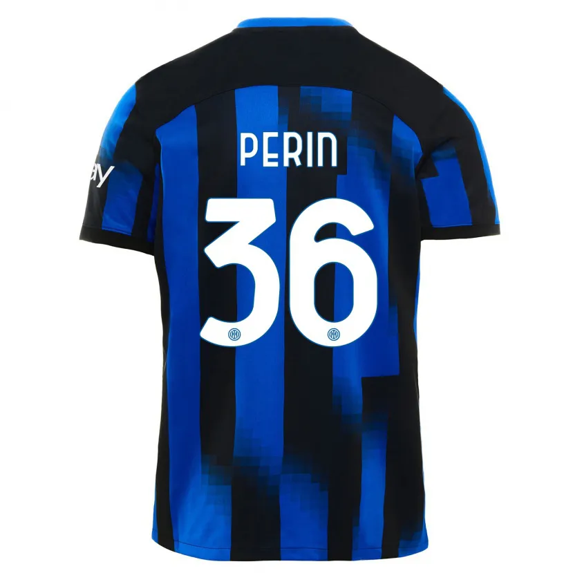 Danxen Mujer Camiseta Nicolo Perin #36 Azul Negro 1ª Equipación 2023/24 La Camisa