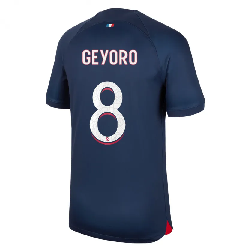 Danxen Mujer Camiseta Grace Geyoro #8 Azul Rojo 1ª Equipación 2023/24 La Camisa