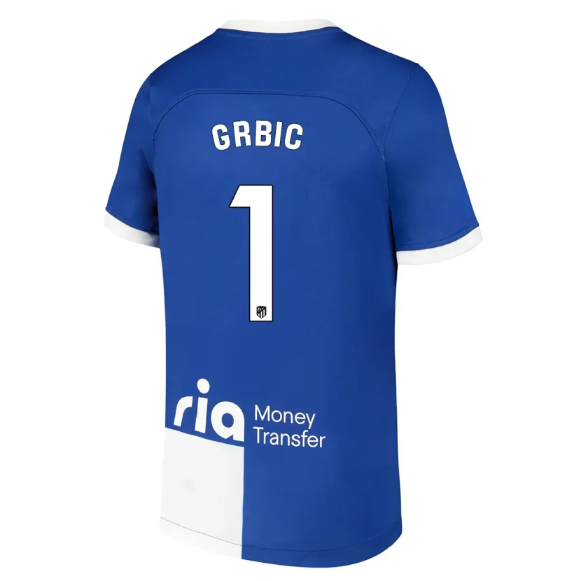 Danxen Mujer Camiseta Ivo Grbic #1 Azul Blanco 2ª Equipación 2023/24 La Camisa