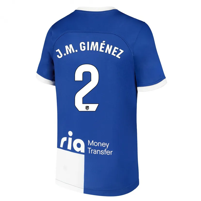 Danxen Mujer Camiseta José María Giménez #2 Azul Blanco 2ª Equipación 2023/24 La Camisa