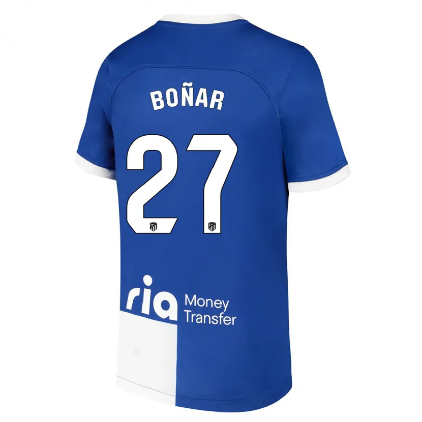 Danxen Mujer Camiseta Javier Boñar #27 Azul Blanco 2ª Equipación 2023/24 La Camisa