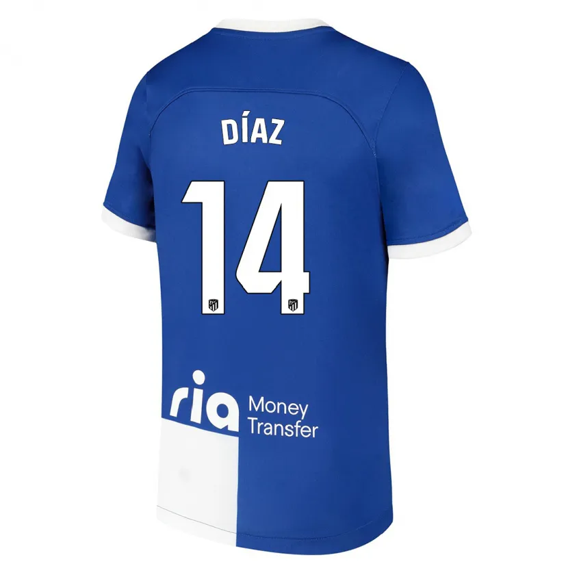 Danxen Mujer Camiseta Javier Díaz #14 Azul Blanco 2ª Equipación 2023/24 La Camisa