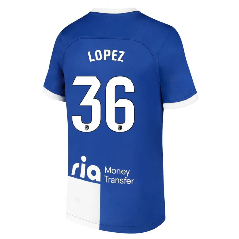 Danxen Mujer Camiseta David Lopez #36 Azul Blanco 2ª Equipación 2023/24 La Camisa