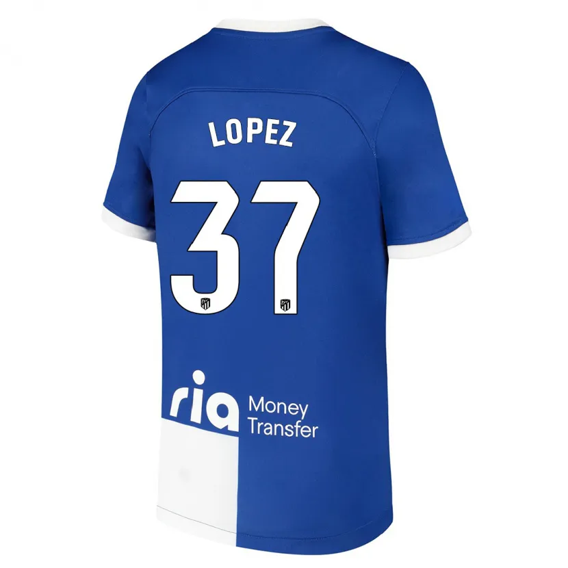 Danxen Mujer Camiseta Alex Lopez #37 Azul Blanco 2ª Equipación 2023/24 La Camisa