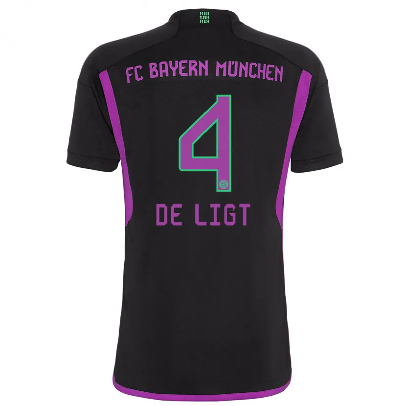 Danxen Mujer Camiseta Matthijs De Ligt #4 Negro 2ª Equipación 2023/24 La Camisa