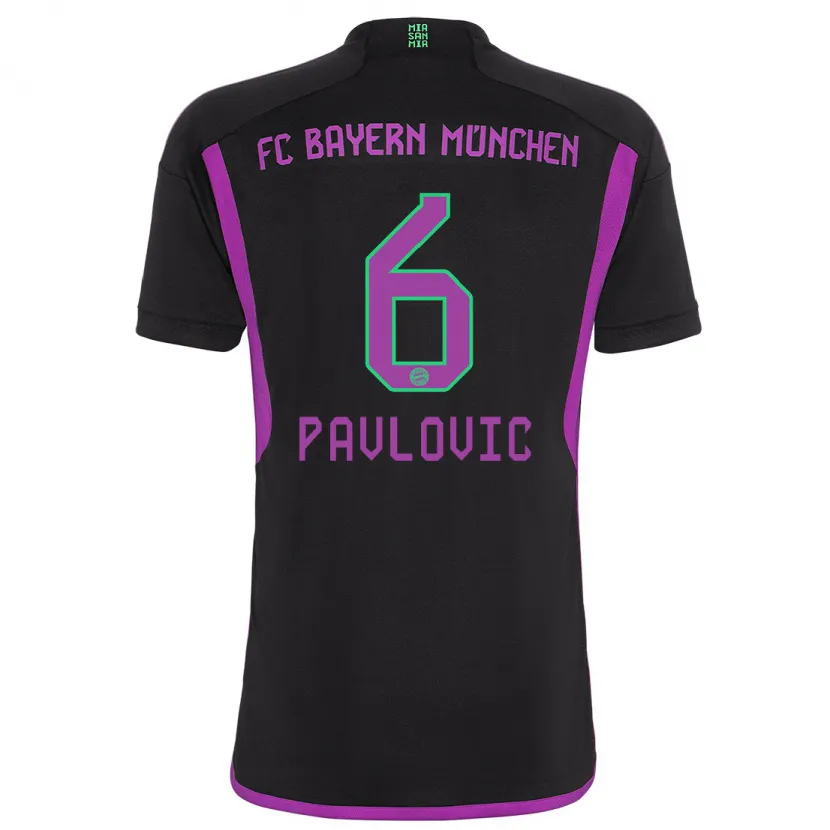 Danxen Mujer Camiseta Aleksandar Pavlovic #6 Negro 2ª Equipación 2023/24 La Camisa