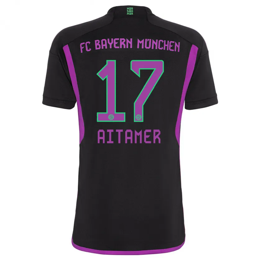 Danxen Mujer Camiseta Younes Aitamer #17 Negro 2ª Equipación 2023/24 La Camisa