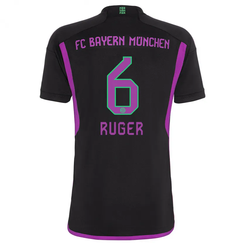 Danxen Mujer Camiseta Kurt Ruger #6 Negro 2ª Equipación 2023/24 La Camisa