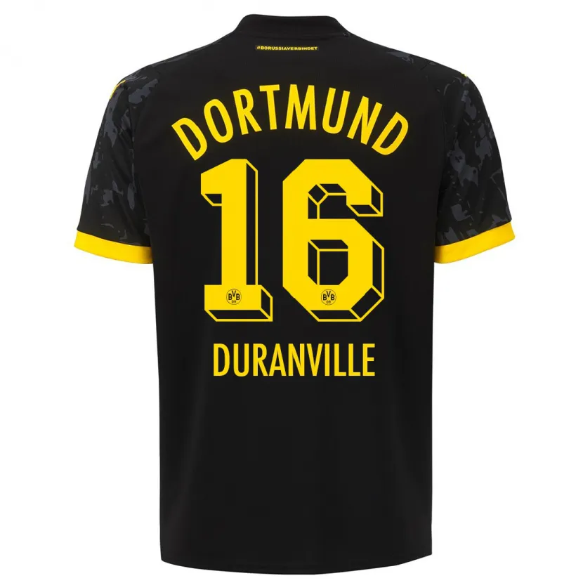 Danxen Mujer Camiseta Julien Duranville #16 Negro 2ª Equipación 2023/24 La Camisa