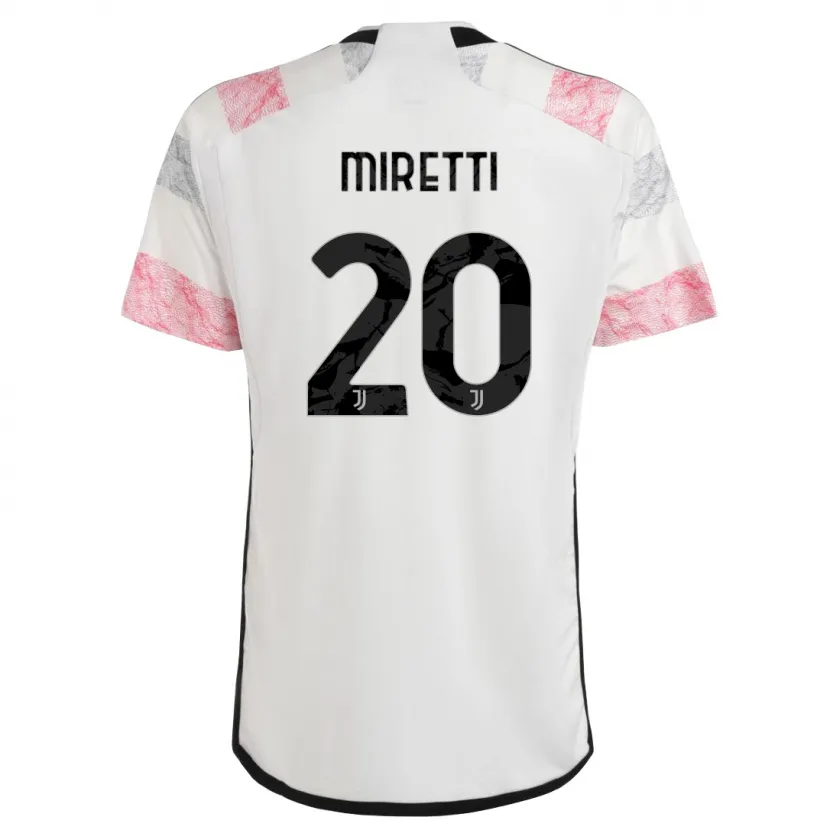 Danxen Mujer Camiseta Fabio Miretti #20 Blanco Rosa 2ª Equipación 2023/24 La Camisa