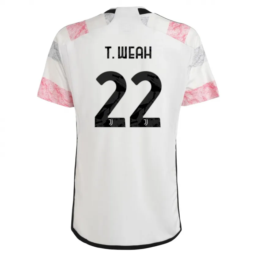 Danxen Mujer Camiseta Timothy Weah #22 Blanco Rosa 2ª Equipación 2023/24 La Camisa