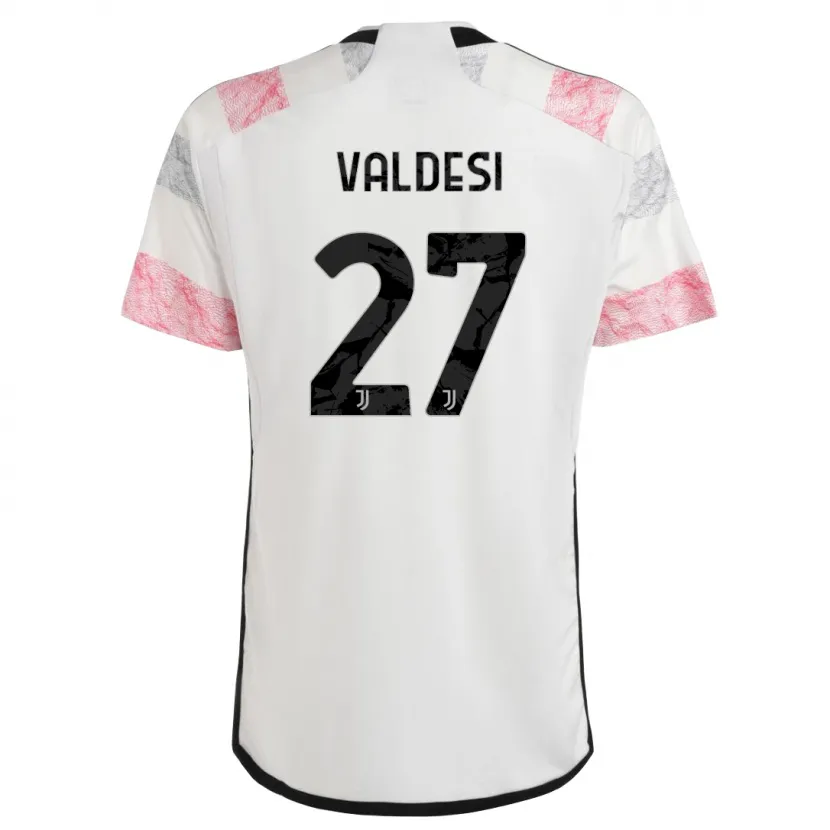 Danxen Mujer Camiseta Andrea Valdesi #27 Blanco Rosa 2ª Equipación 2023/24 La Camisa