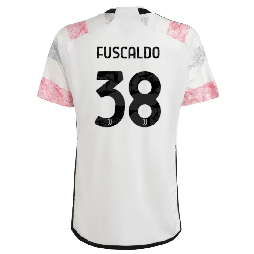 Danxen Mujer Camiseta Matteo Fuscaldo #38 Blanco Rosa 2ª Equipación 2023/24 La Camisa