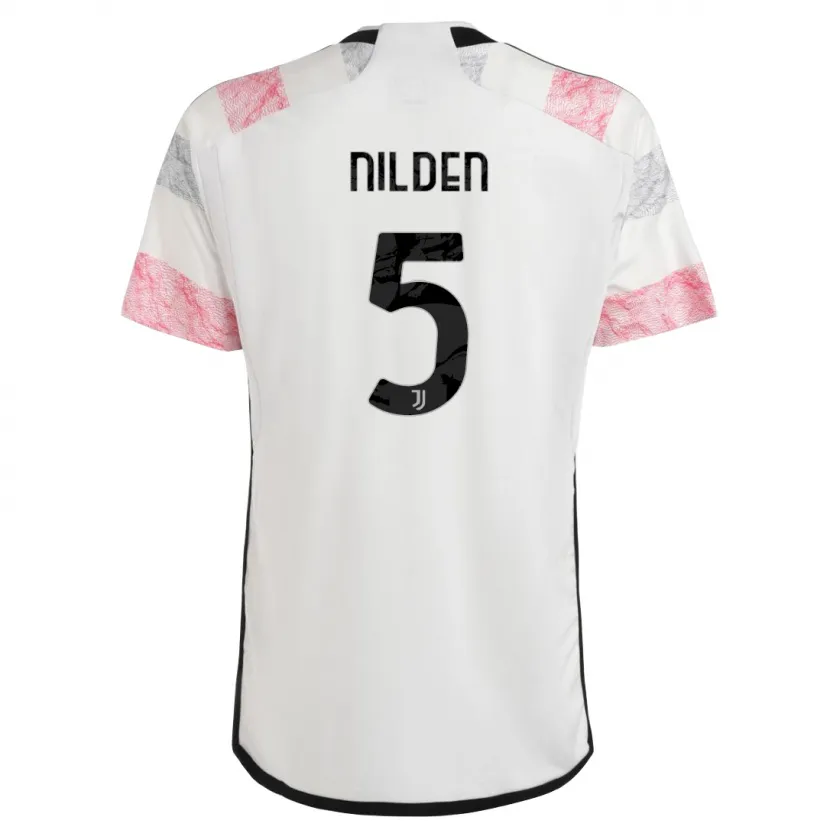 Danxen Mujer Camiseta Amanda Nilden #5 Blanco Rosa 2ª Equipación 2023/24 La Camisa