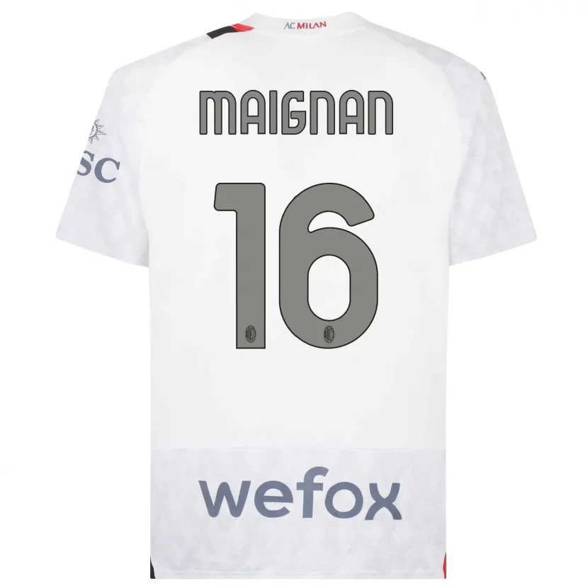 Danxen Mujer Camiseta Mike Maignan #16 Blanco 2ª Equipación 2023/24 La Camisa