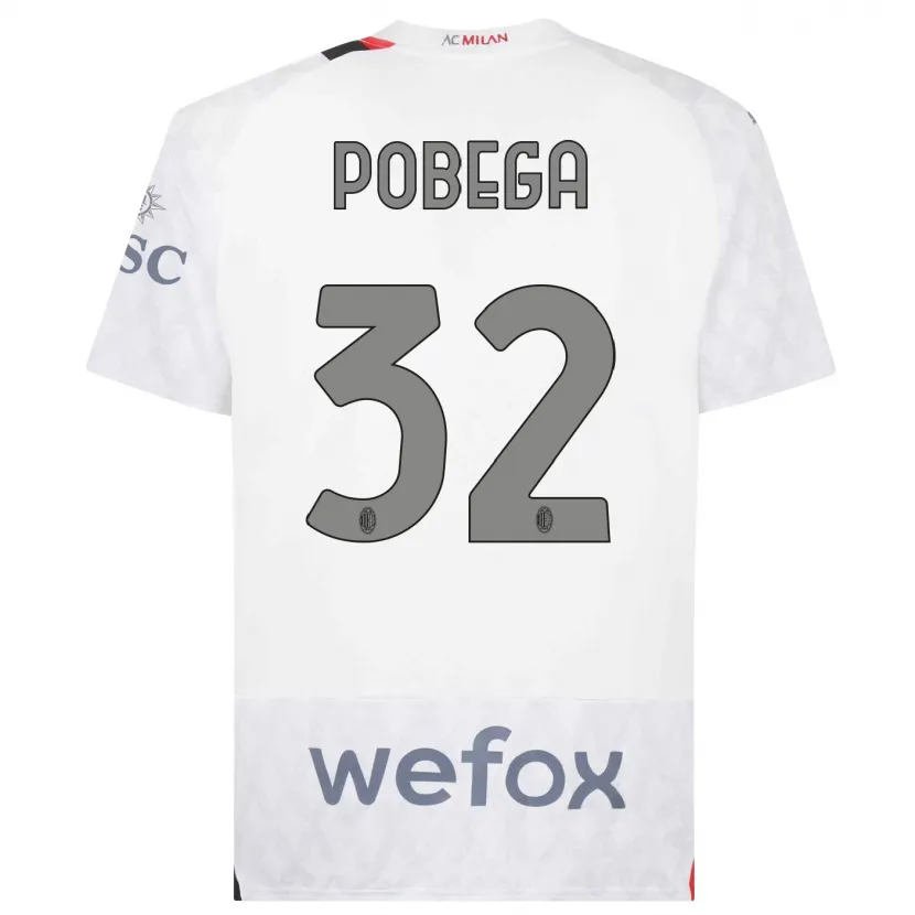 Danxen Mujer Camiseta Tommaso Pobega #32 Blanco 2ª Equipación 2023/24 La Camisa