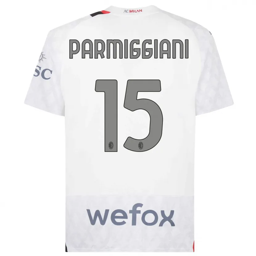 Danxen Mujer Camiseta Pietro Parmiggiani #15 Blanco 2ª Equipación 2023/24 La Camisa