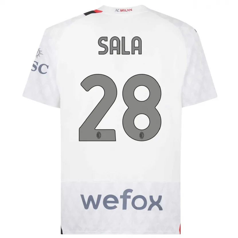 Danxen Mujer Camiseta Emanuele Sala #28 Blanco 2ª Equipación 2023/24 La Camisa