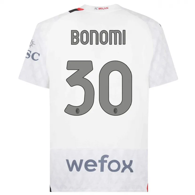 Danxen Mujer Camiseta Alessandro Bonomi #30 Blanco 2ª Equipación 2023/24 La Camisa