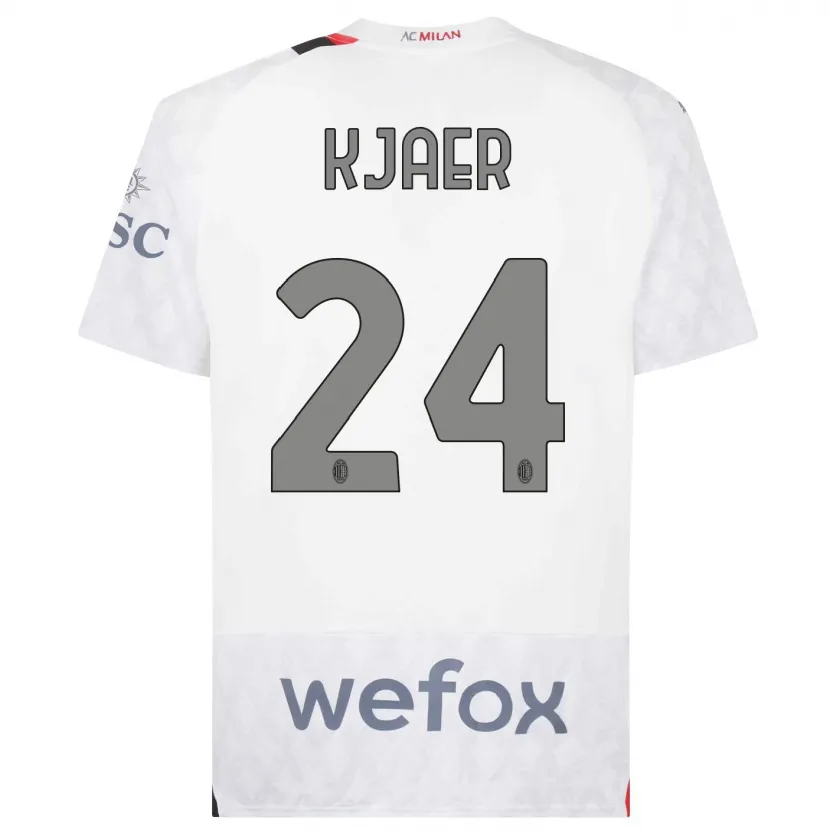 Danxen Mujer Camiseta Simon Kaer #24 Blanco 2ª Equipación 2023/24 La Camisa