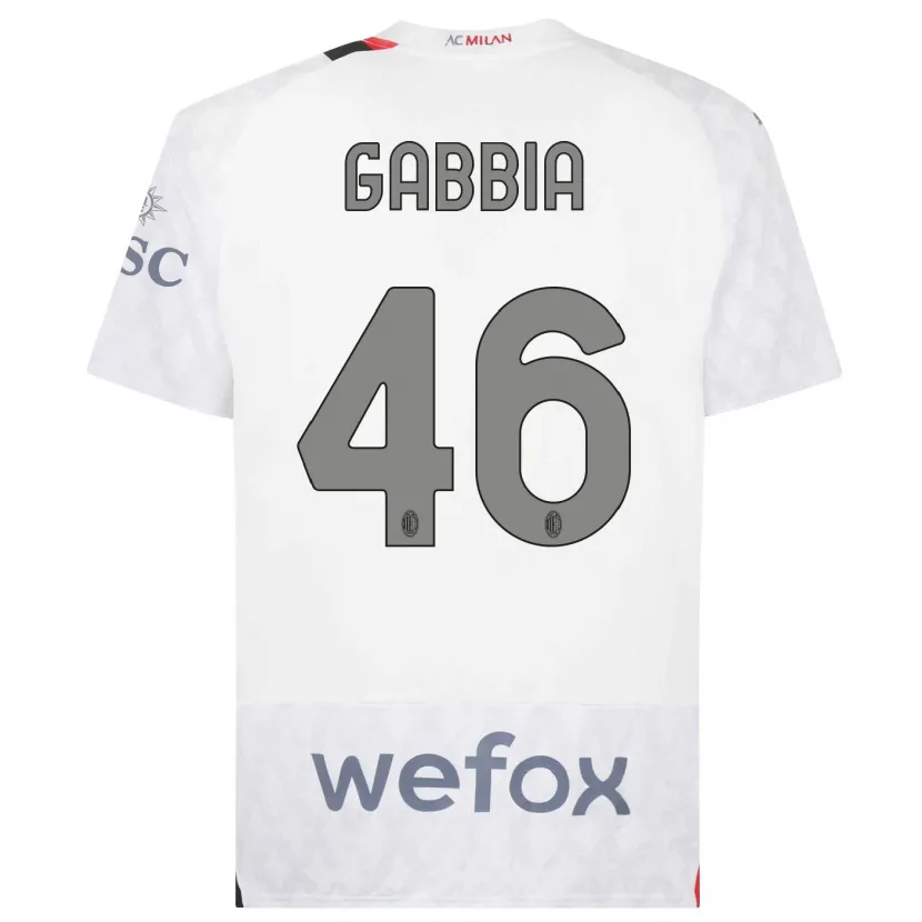 Danxen Mujer Camiseta Matteo Gabbia #46 Blanco 2ª Equipación 2023/24 La Camisa