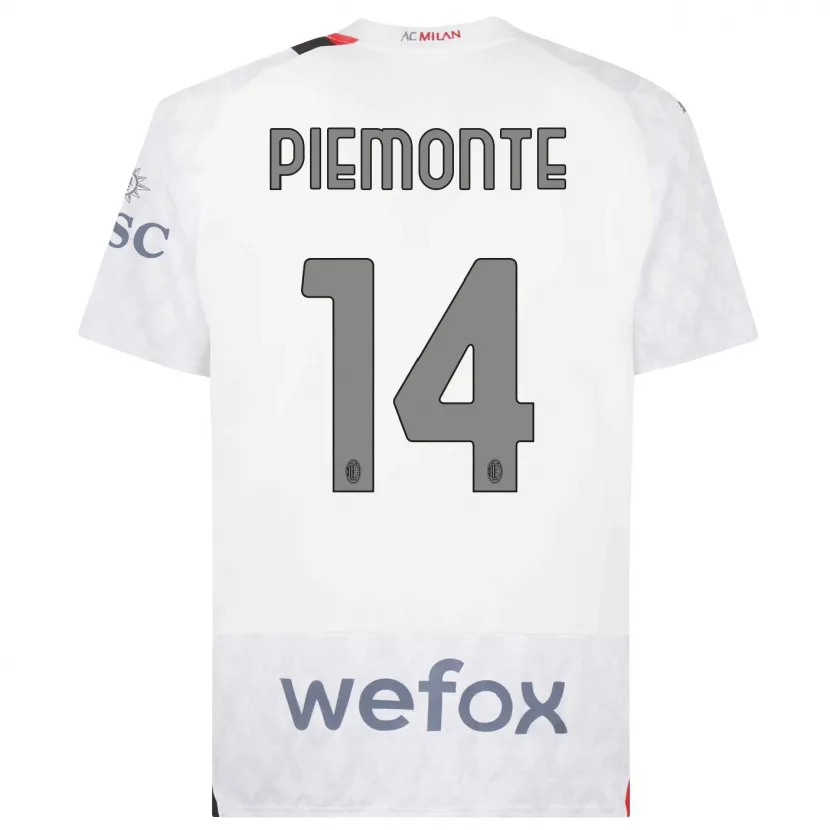 Danxen Mujer Camiseta Martina Piemonte #14 Blanco 2ª Equipación 2023/24 La Camisa