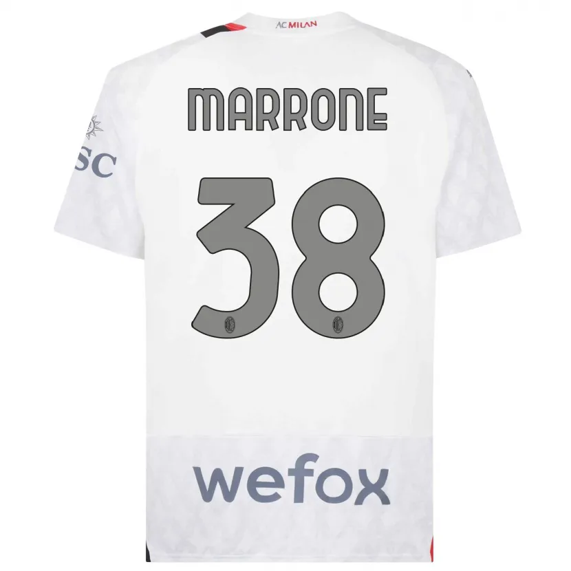 Danxen Mujer Camiseta Federico Marrone #38 Blanco 2ª Equipación 2023/24 La Camisa