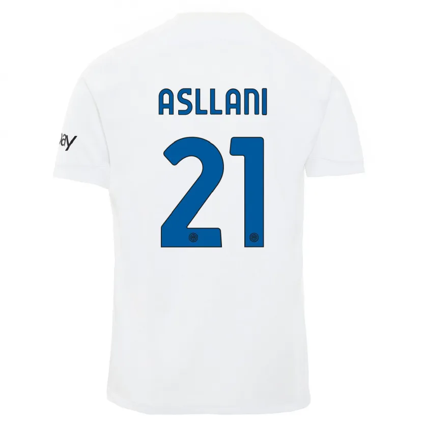 Danxen Mujer Camiseta Kristjan Asllani #21 Blanco 2ª Equipación 2023/24 La Camisa