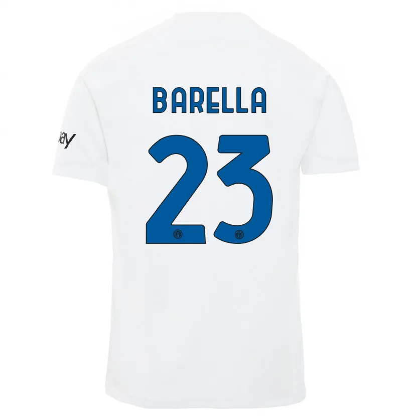 Danxen Mujer Camiseta Nicolò Barella #23 Blanco 2ª Equipación 2023/24 La Camisa