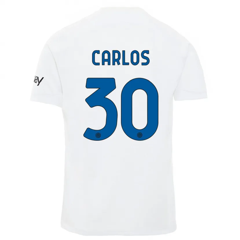 Danxen Mujer Camiseta Carlos Augusto #30 Blanco 2ª Equipación 2023/24 La Camisa