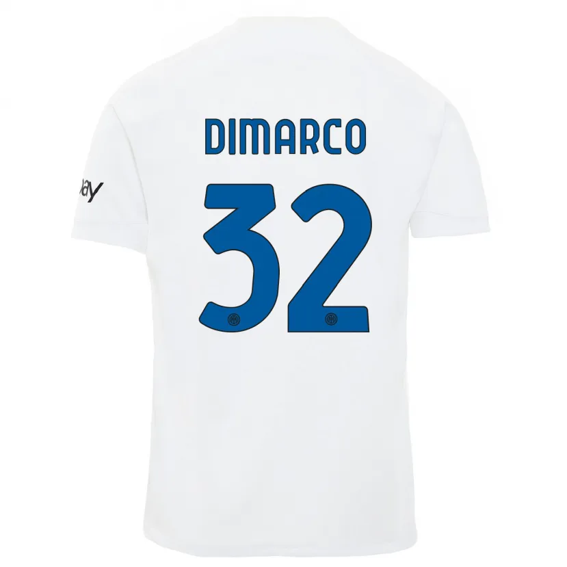 Danxen Mujer Camiseta Federico Dimarco #32 Blanco 2ª Equipación 2023/24 La Camisa