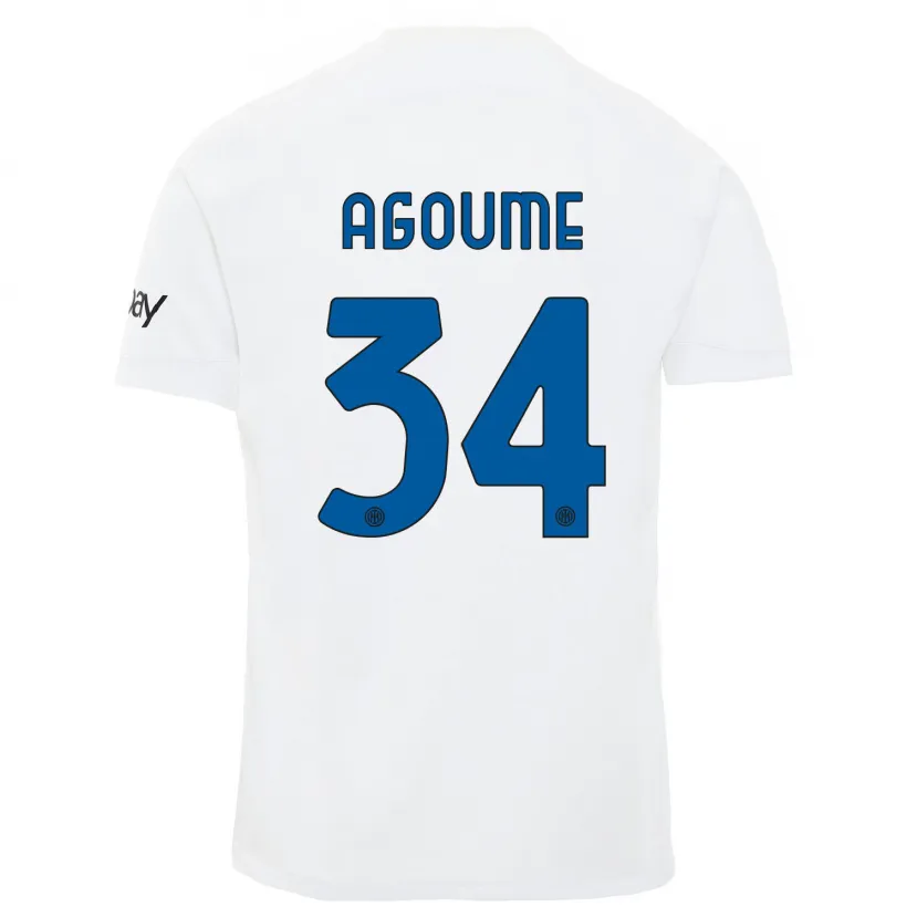 Danxen Mujer Camiseta Lucien Agoumé #34 Blanco 2ª Equipación 2023/24 La Camisa