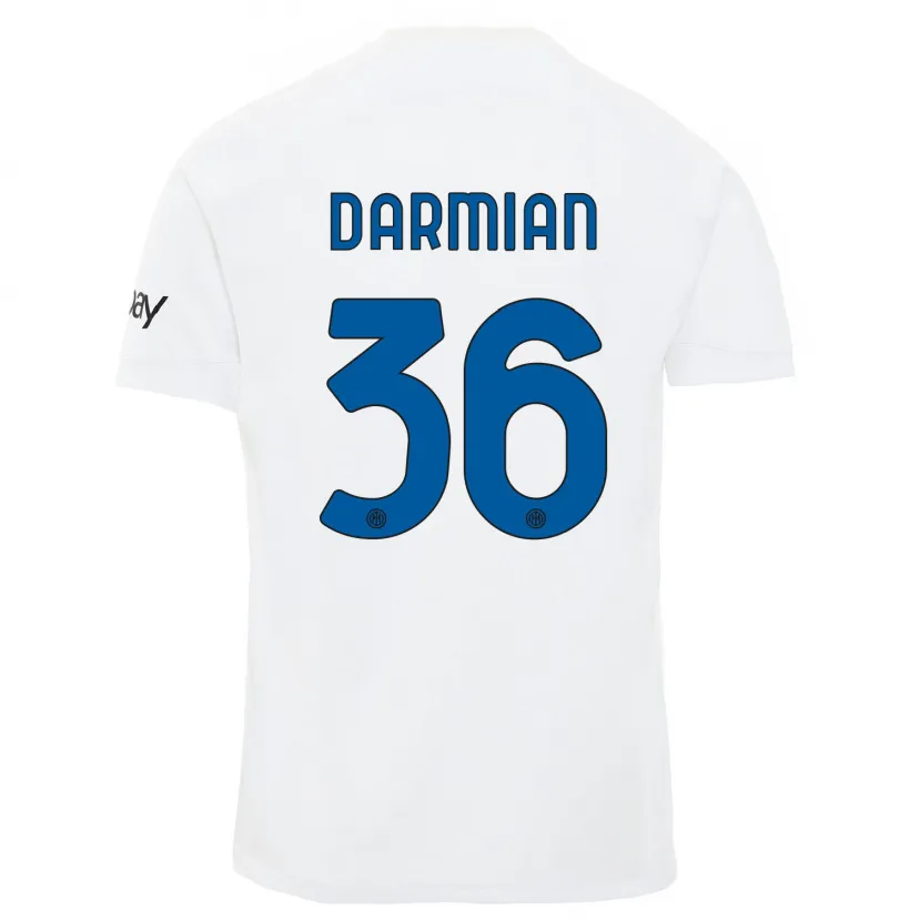 Danxen Mujer Camiseta Matteo Darmian #36 Blanco 2ª Equipación 2023/24 La Camisa