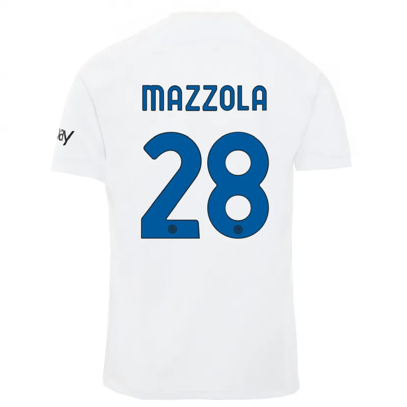 Danxen Mujer Camiseta Giuseppe Mazzola #28 Blanco 2ª Equipación 2023/24 La Camisa