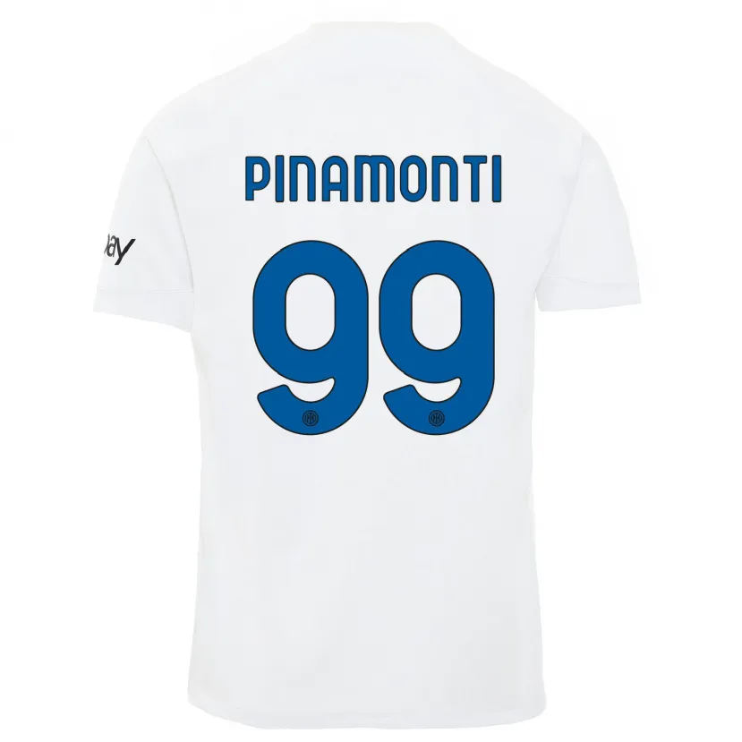 Danxen Mujer Camiseta Andrea Pinamonti #99 Blanco 2ª Equipación 2023/24 La Camisa