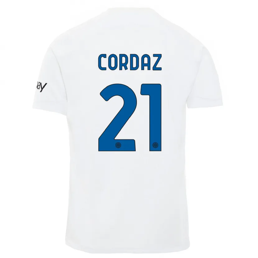 Danxen Mujer Camiseta Alex Cordaz #21 Blanco 2ª Equipación 2023/24 La Camisa