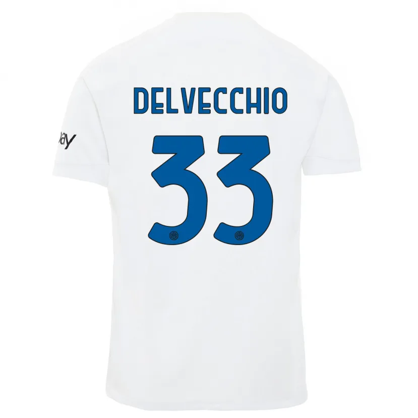 Danxen Mujer Camiseta Gabriele Delvecchio #33 Blanco 2ª Equipación 2023/24 La Camisa