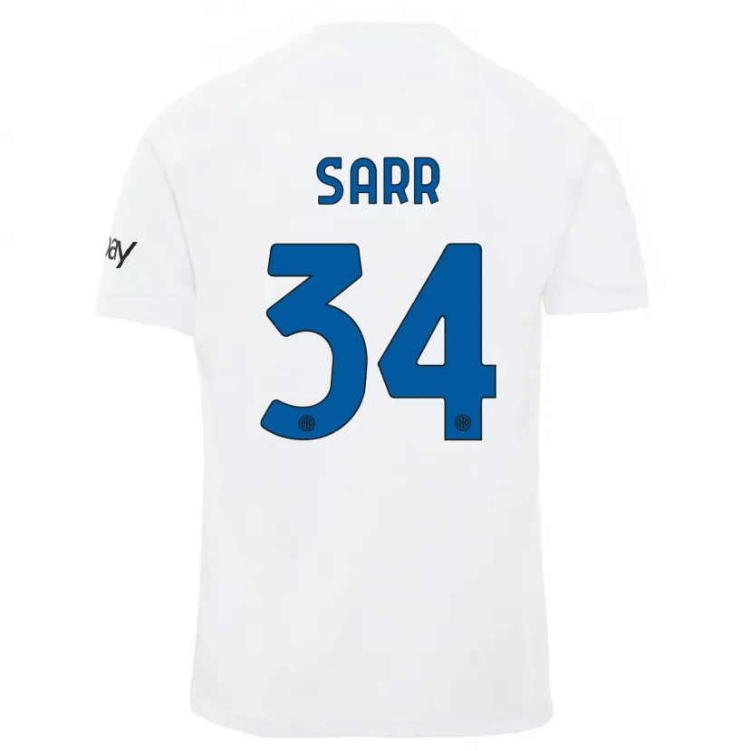 Danxen Mujer Camiseta Amadou Sarr #34 Blanco 2ª Equipación 2023/24 La Camisa