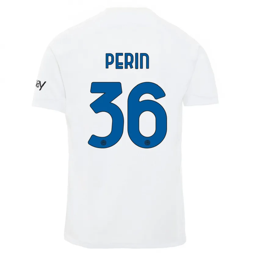 Danxen Mujer Camiseta Nicolo Perin #36 Blanco 2ª Equipación 2023/24 La Camisa