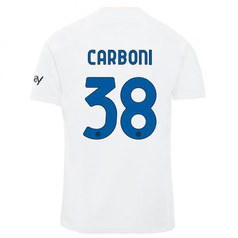 Danxen Mujer Camiseta Valentin Carboni #38 Blanco 2ª Equipación 2023/24 La Camisa