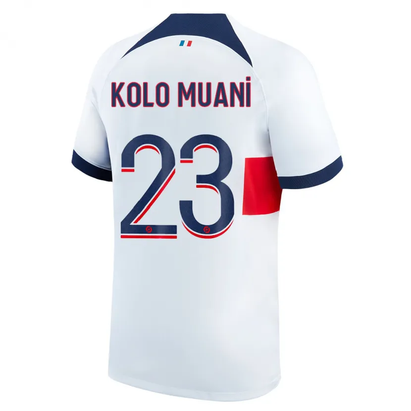 Danxen Mujer Camiseta Randal Kolo Muani #23 Blanco 2ª Equipación 2023/24 La Camisa