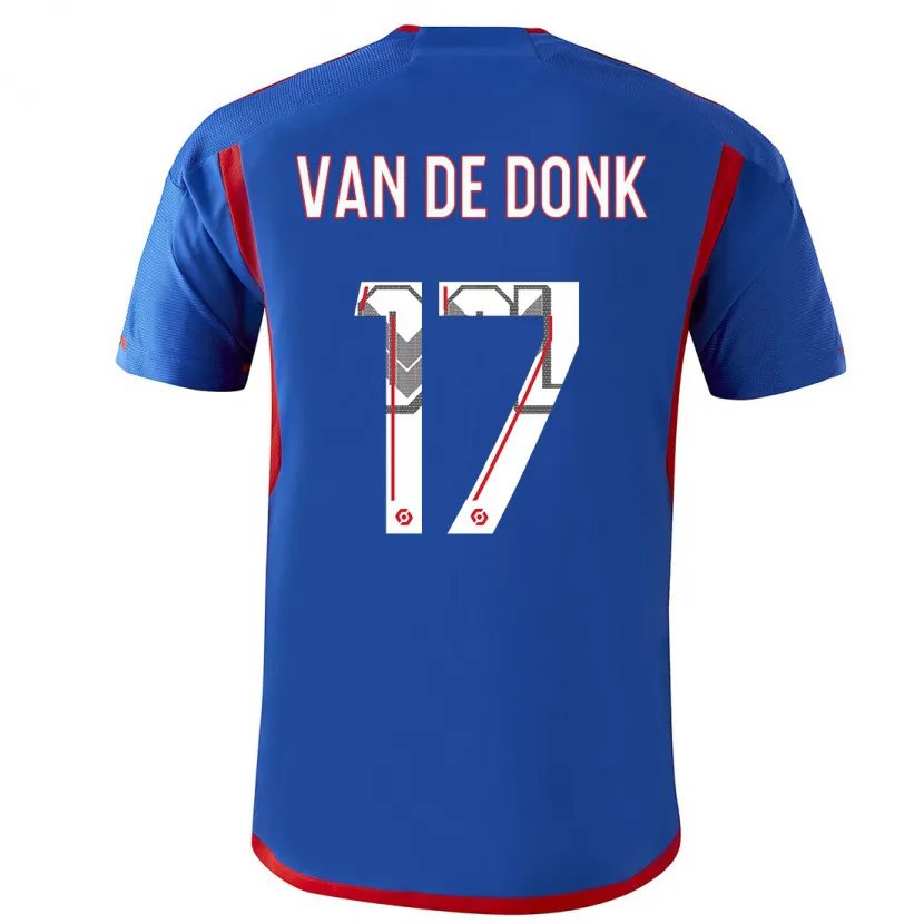 Danxen Mujer Camiseta Danielle Van De Donk #17 Azul Rojo 2ª Equipación 2023/24 La Camisa