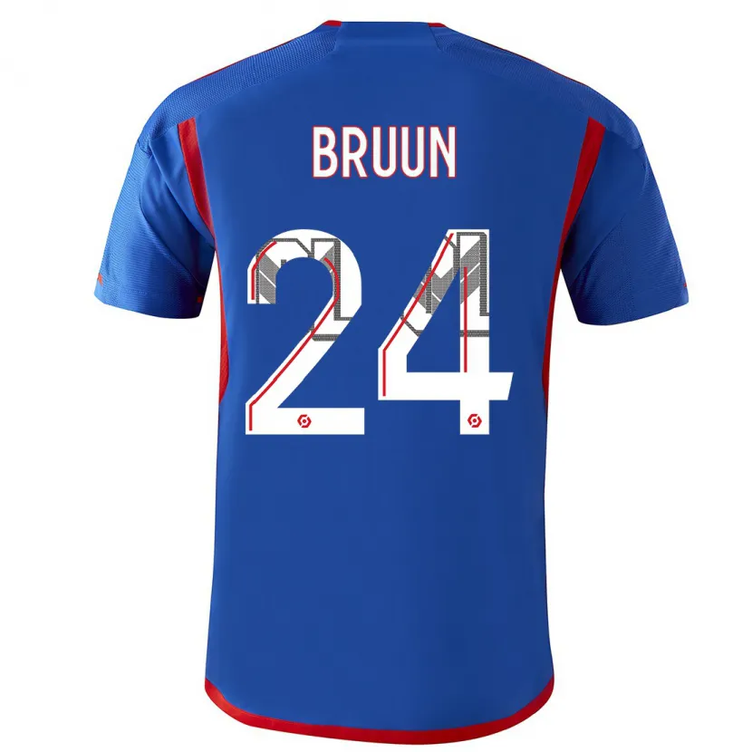 Danxen Mujer Camiseta Signe Bruun #24 Azul Rojo 2ª Equipación 2023/24 La Camisa