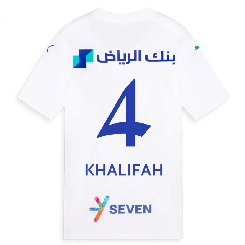 Danxen Mujer Camiseta Khalifah Al-Dawsari #4 Blanco 2ª Equipación 2023/24 La Camisa