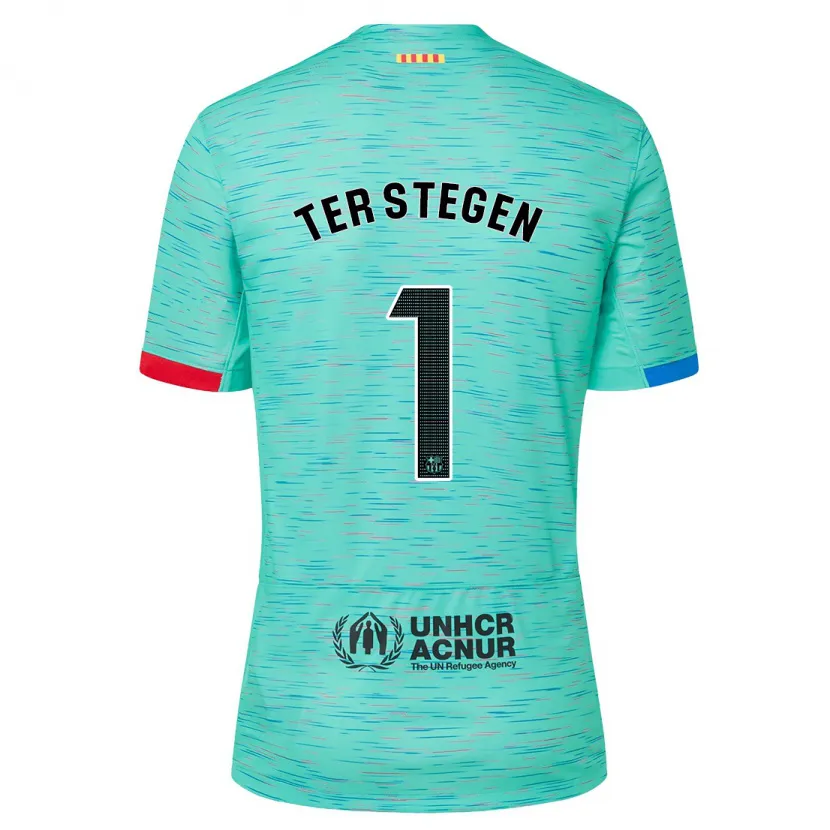 Danxen Mujer Camiseta Marc-André Ter Stegen #1 Aguamarina Clara Equipación Tercera 2023/24 La Camisa