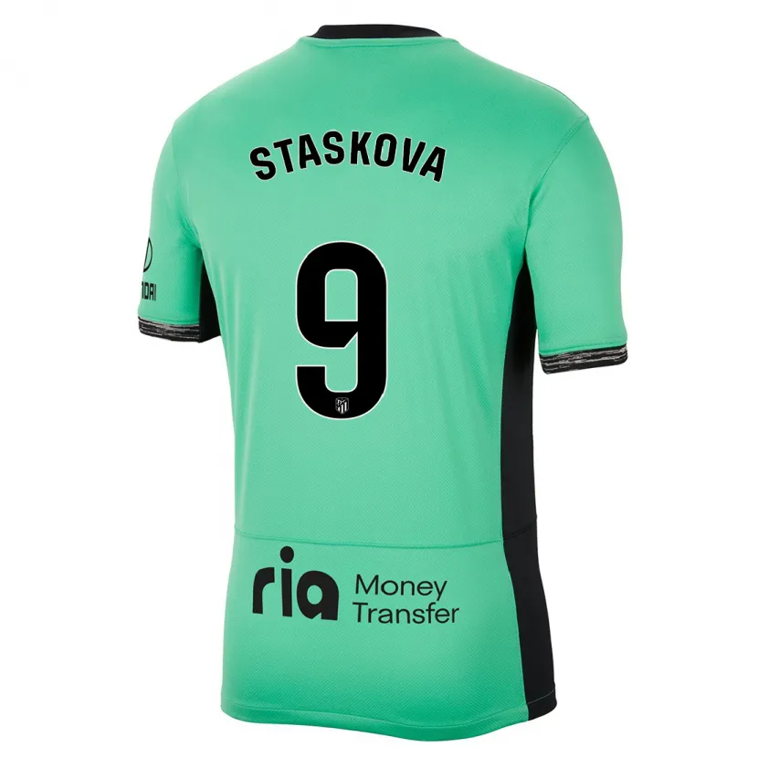 Danxen Mujer Camiseta Andrea Staskova #9 Primavera Verde Equipación Tercera 2023/24 La Camisa