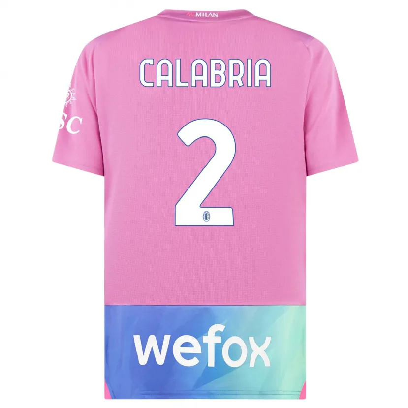 Danxen Mujer Camiseta Davide Calabria #2 Rosado Morado Equipación Tercera 2023/24 La Camisa