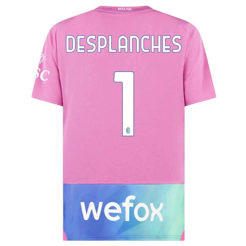 Danxen Mujer Camiseta Sebastiano Desplanches #1 Rosado Morado Equipación Tercera 2023/24 La Camisa